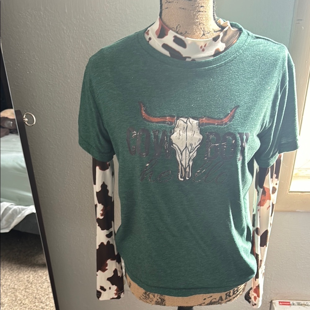 Cowboy The Bull Green Graphic Tee